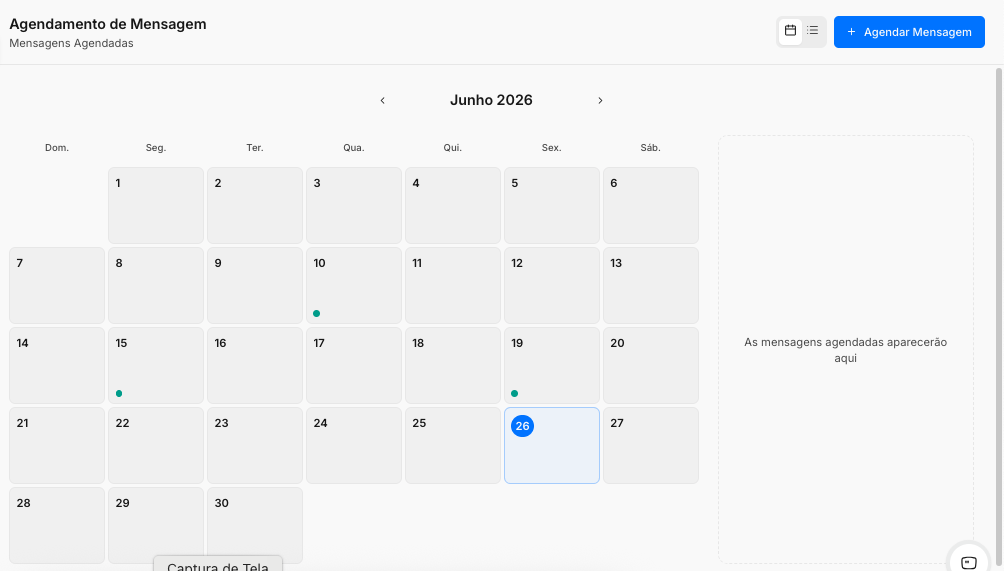 Calendário de agendamento de mensagens e follow-up